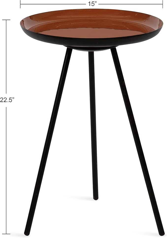Kate and Laurel Laranya Modern Side Table; 15 x 15 x 23; Dark Clay Red and - Image 3