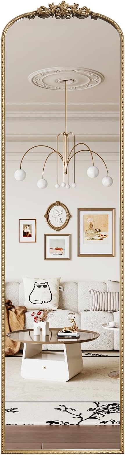 WallBeyond Arched Full Length Mirror Wall Mounted, 21x78 Inch Gold Antique by WallBeyond
