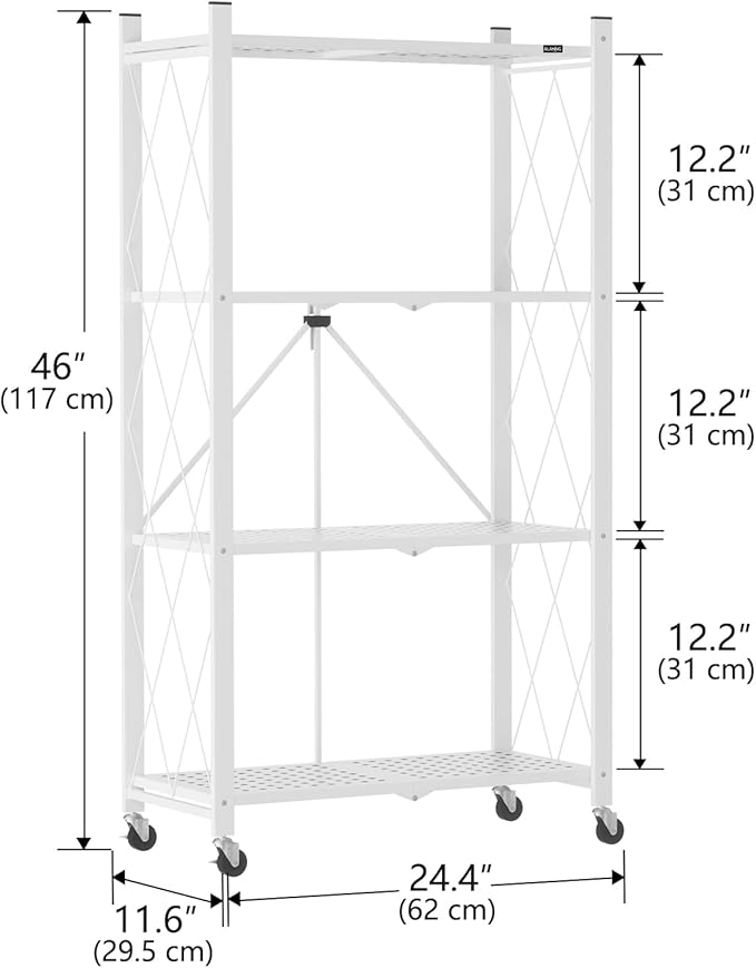 ALANNG Storage Shelves with Wheels, Bookshelf with Storage, No Assembly Metal - Image 3