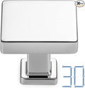 KOOFIZO 30 Pack Polished Chrome Cabinet Knobs Chrome Drawer Knobs K08 Square by Koofizo
