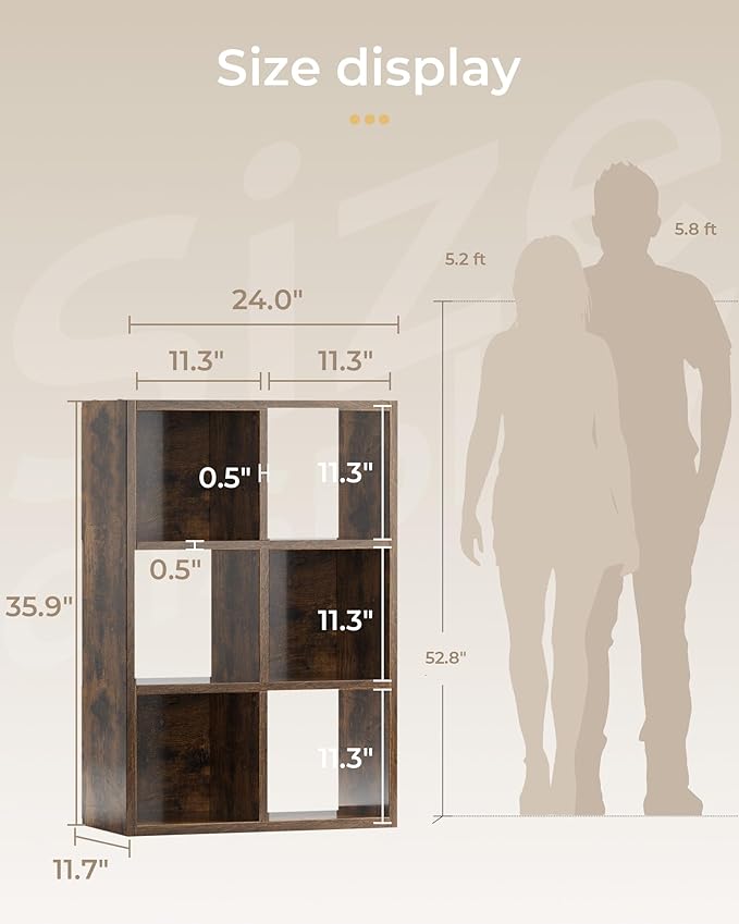 GTPLAYER 6-Cube Storage Organizer, Fits 11" Bins, Vertical or Horizontal Use - Image 2