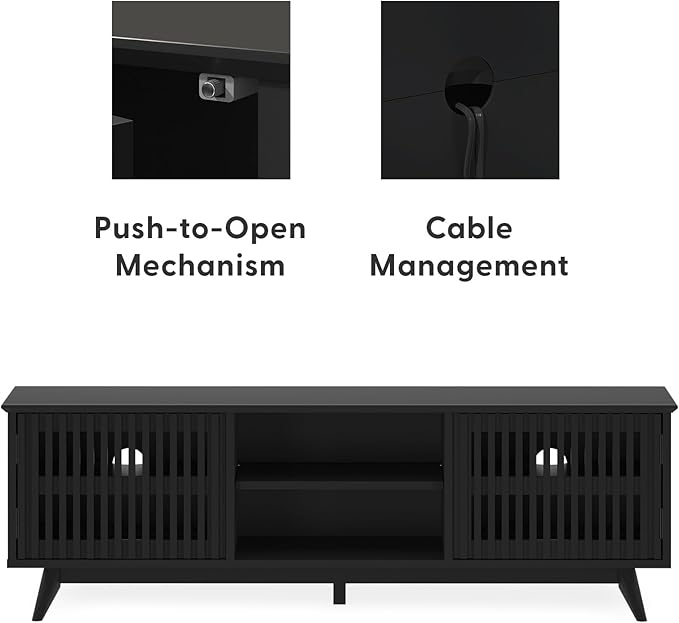 Plank+Beam Mid-Century Modern Wood TV Stand, Solid Wood Entertainment Console - Image 4