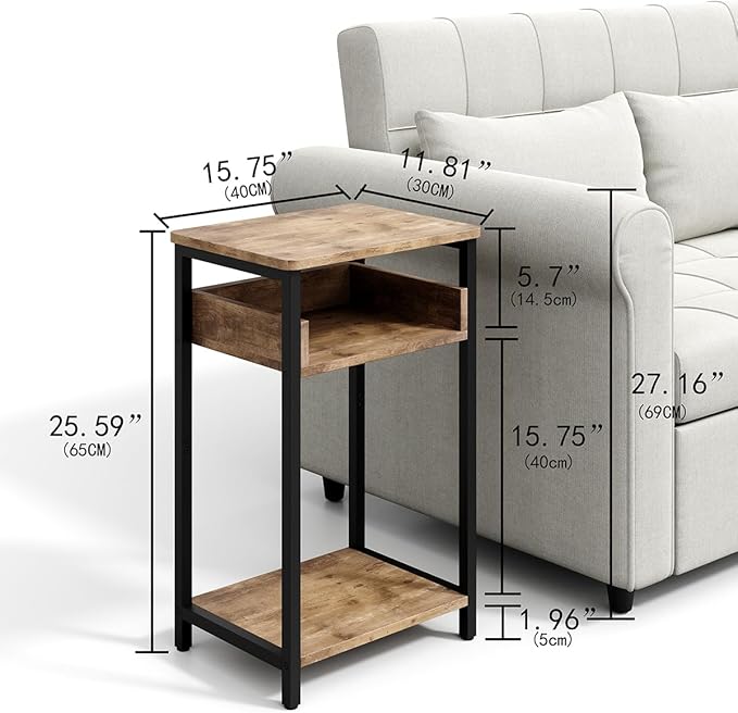 Side Table, 25 inch High End Table, Small Bedside Table - Image 3