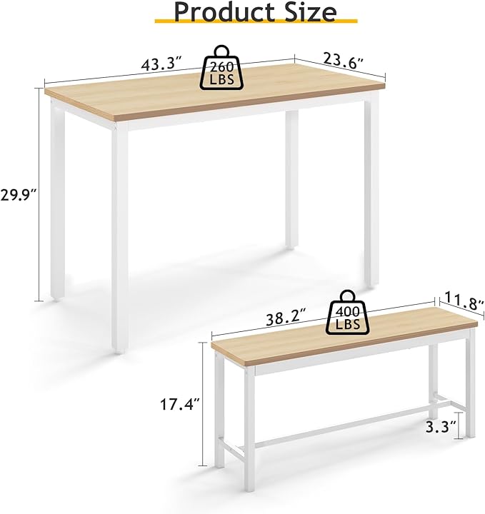 Rovibek 43" Dining Table Benches Set - Image 7