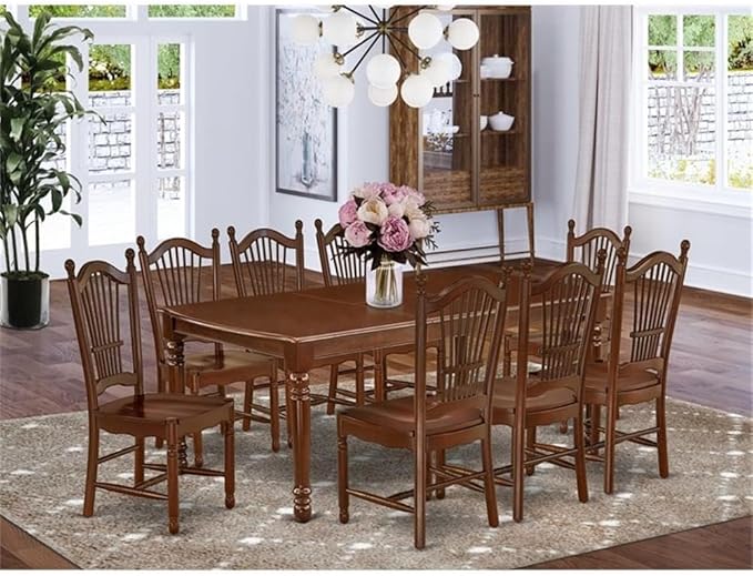 East West Furniture DODO9-MAH-W 9 Piece Dining Set Includes a Rectangle Dining - Image 2