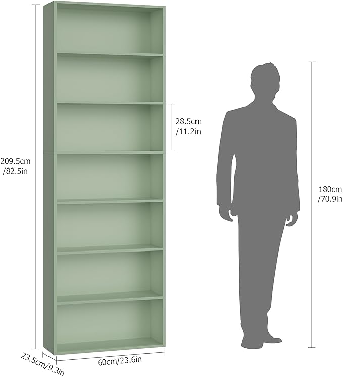82" Tall Bookshelf, 7-Tier Open Shelves Bookcase, Freestanding Display Storage - Image 3