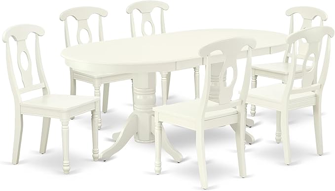 East West Furniture VAKE7-LWH-W 7 Piece Dining Set Consist of an Oval Dining by EastWestFurniture
