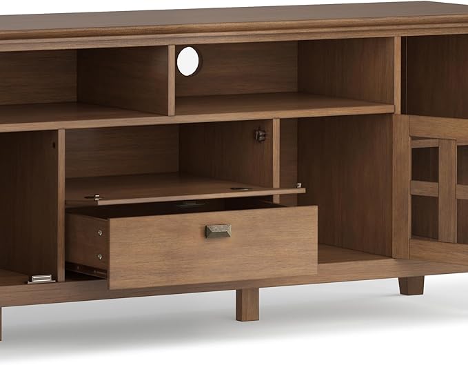 SIMPLIHOME Artisan SOLID WOOD 72 inch Wide Contemporary TV Media Stand in - Image 7