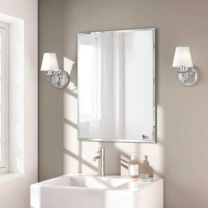 KOHROS Bathroom Mirror 20” x 28" Frameless Rectangle Bathroom Vanity Mirror by KOHROS