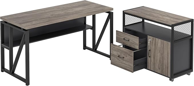 Tribesigns L Shaped Desk with Drawer Cabinet, 2 Piece Home Office Furniture - Image 9
