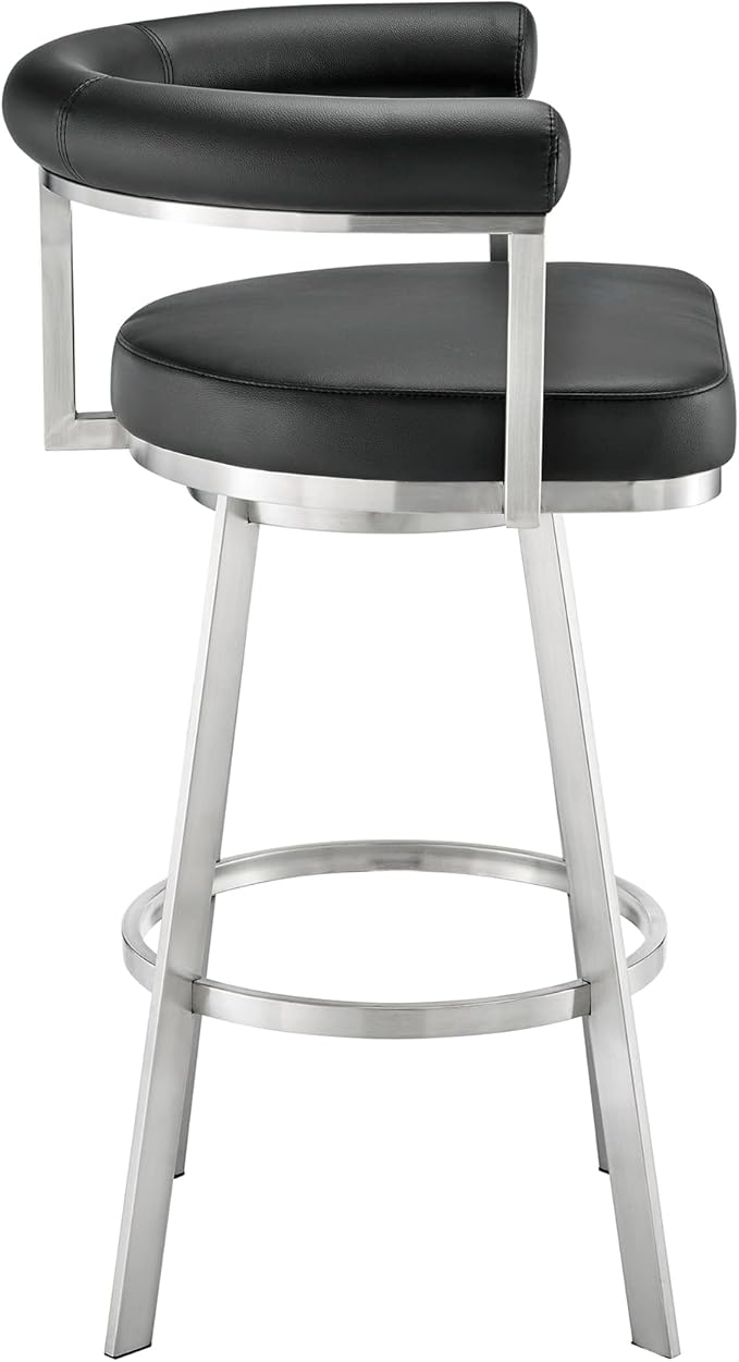 Armen Living Magnolia Swivel Bar Stool in Brushed Stainless Steel - Image 5