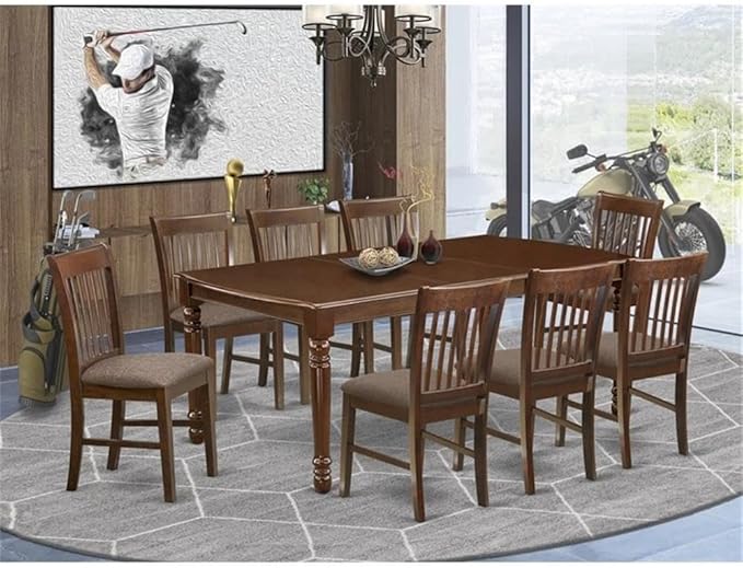 East West Furniture DONO9-MAH-C 9 Piece Dining Table Set Includes a Rectangle - Image 2