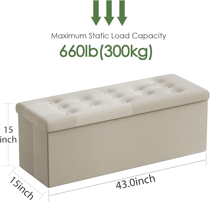 PRANDOM Jumbo Ottoman with Storage Velvet Folding Small Square Foot Stool with - Image 3