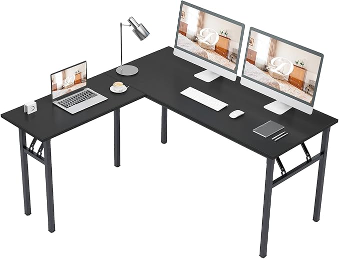 DlandHome Reversible L-Shaped Desk Large Corner Desk Folding Table Computer by DlandHome