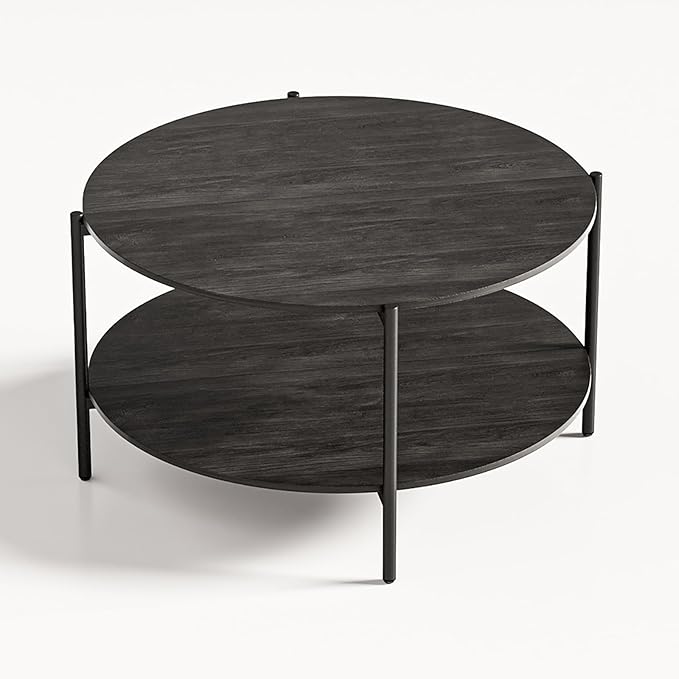 Round Coffee Table, 2-Tier 32.9" Circle Coffee Tables - Image 7