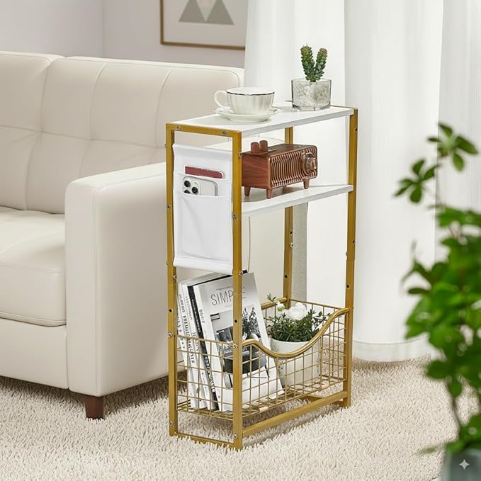 Narrow Side Table, Skinny Small End Tables by Zexvida