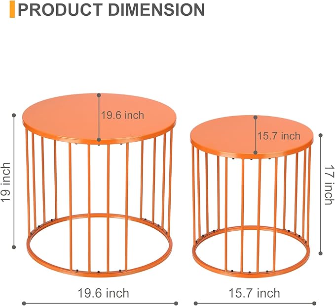 LEWIS&WAYNE Outdoor Side Table Set of 2, Metal Circle Accent End Tables - Image 3