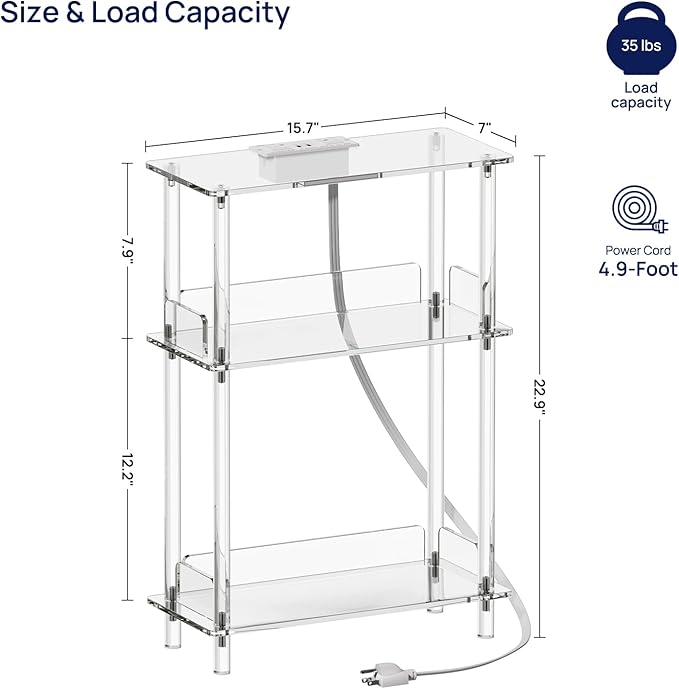 HMYHUM Acrylic Narrow Side Table - Image 3