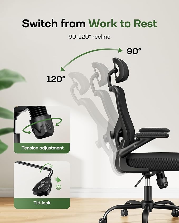Marsail Ergonomic Mesh Office Chair High Back Desk Chair Adjustable Lumbar - Image 7