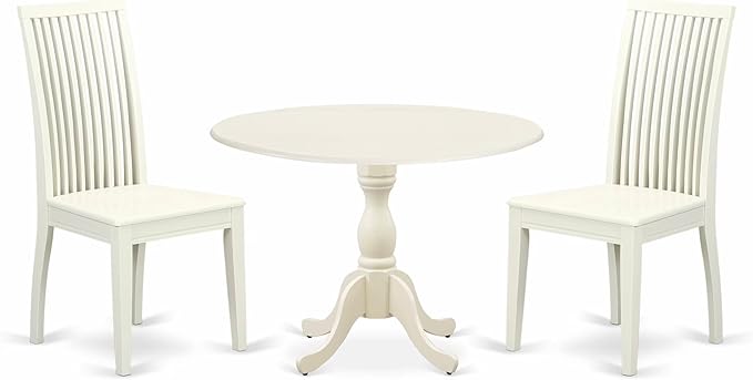 East West Furniture DMIP3-LWH-W 3 Piece Kitchen Table & Chairs Set Contains a by EastWestFurniture