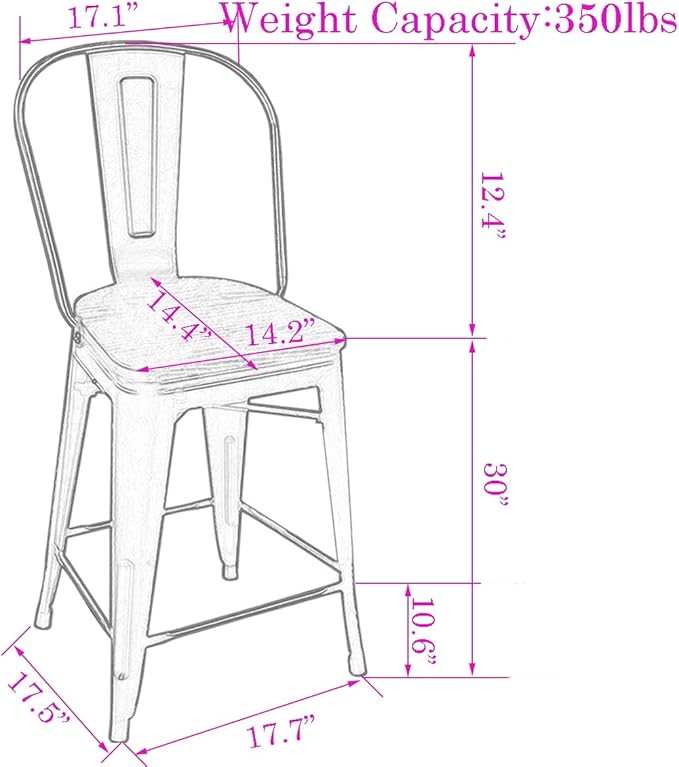 Changjie Furniture 30 Inches Metal Barstools Set of 4 Counter Height Bar Stools - Image 2