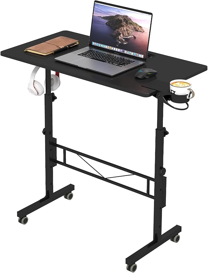 Hadulcet Small Standing Desk Adjustable Height, Mobile Stand Up Desk by Hadulcet