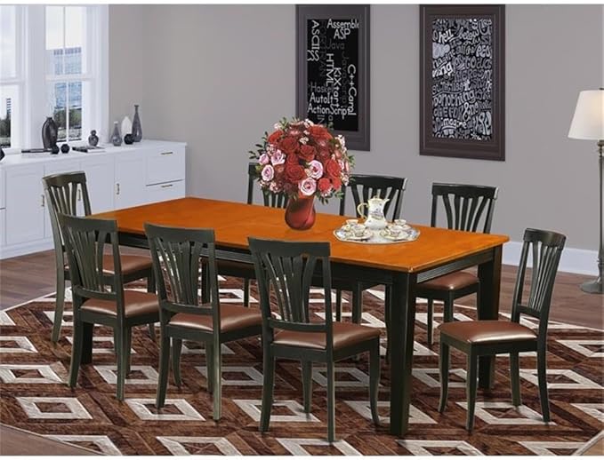 East West Furniture QUAV9-BCH-LC 9 Piece Dining Table Set Includes a Rectangle - Image 2