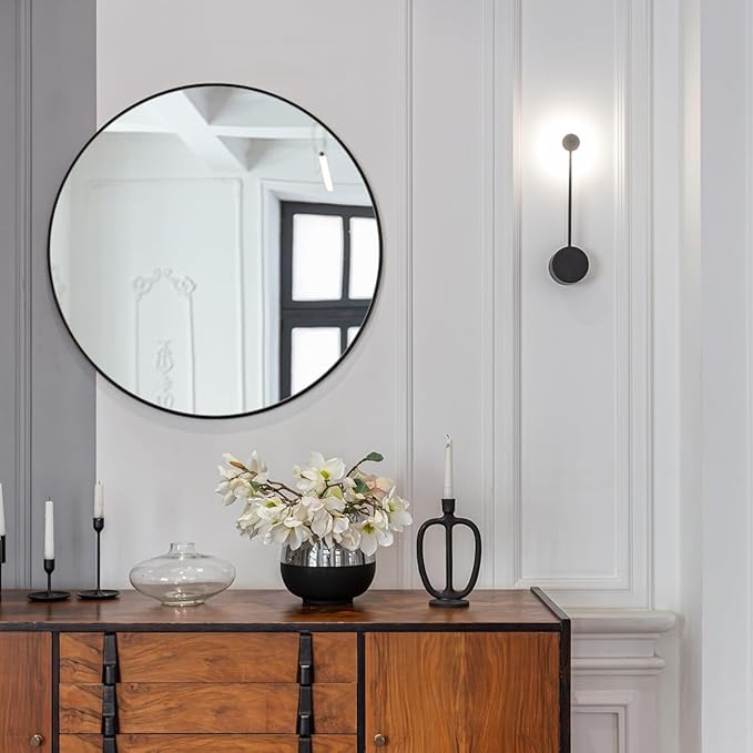 ANDY STAR Round Wall Mirror for Bathroom, 30 Inch Black Circle Mirror Modern - Image 8