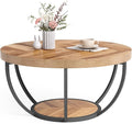 LITTLE TREE Round Coffee Table, 2-Tier Wood Accent Center Table by LITTLETREE