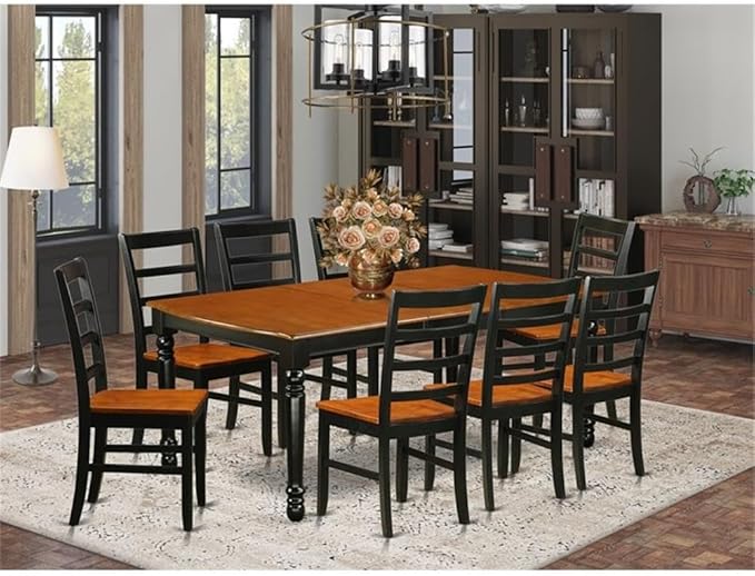 East West Furniture DOPF9-BCH-W 9 Piece Dining Room Furniture Set Includes a - Image 2