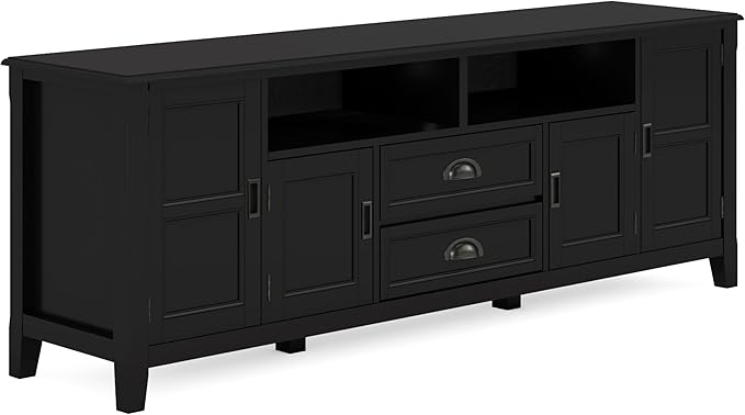 SIMPLIHOME Burlington SOLID WOOD 72 Inch Wide Transitional TV Media Stand in by SimpliHome