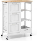COSTWAY Kitchen Storage Island Cart on Wheels, Kitchen Rolling Trolley Cart by COSTWAY