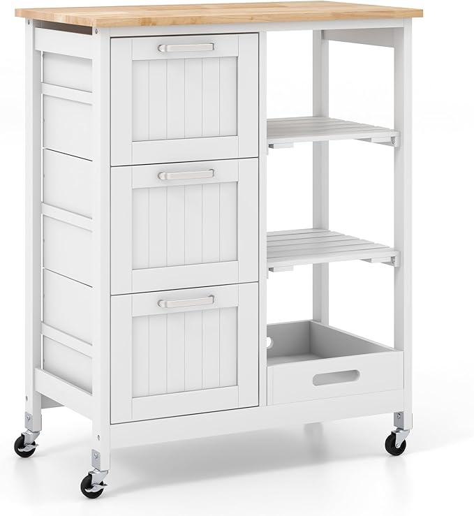 COSTWAY Kitchen Storage Island Cart on Wheels, Kitchen Rolling Trolley Cart by COSTWAY