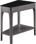 Leick Home Obsidian End Table, Solid Wood, Narrow Wedge Shape, Glass Tabletop by LeickFurniture