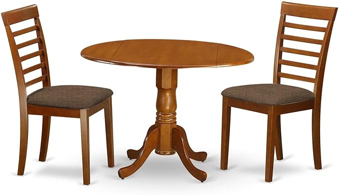 East West Furniture DLML3-SBR-C 3 Piece Dining Set Contains a Round Dining Room by EastWestFurniture