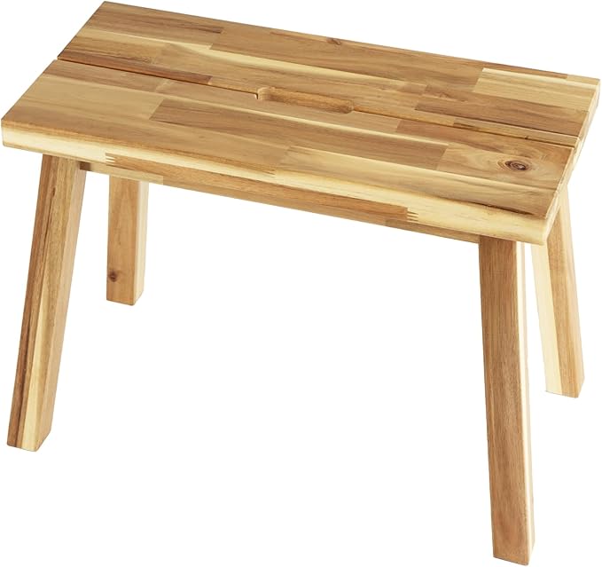 Bench 100% Solid Acacia Wood, Wax Galvanized Finish, Easy Assembly, End Table - Image 8