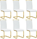 Modern Dining Chairs Set of 6, High Back White Kitchen Chairs, Faux Leather by Gopop