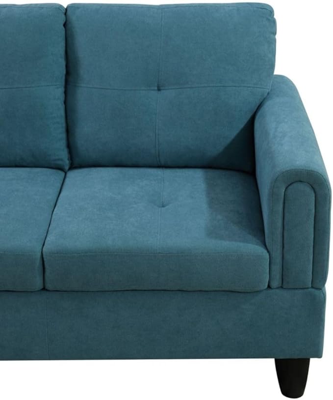 Green L-Shaped 3-Piece Flannel Sofa - Image 6