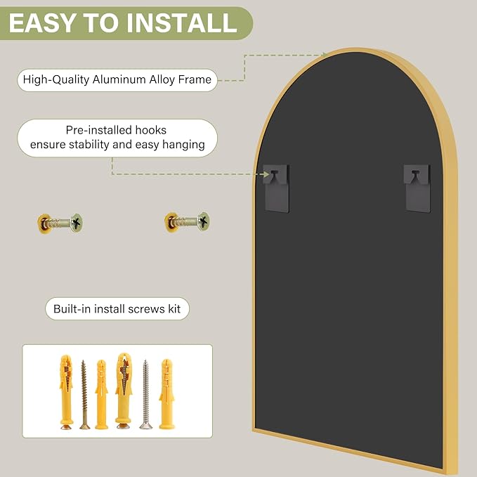 32"x48" Arched Bathroom Mirror - Image 5