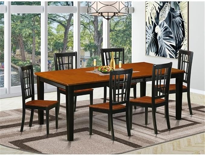 East West Furniture QUNI7-BCH-W 7 Piece Kitchen Table Set Consist of a - Image 2