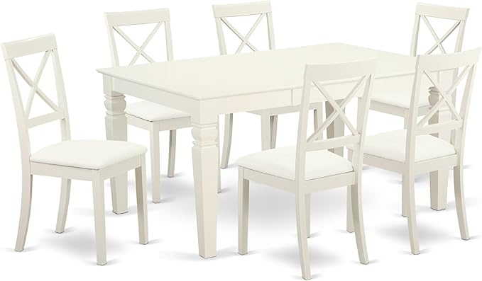 East West Furniture LGBO7-LWH-LC 7 Piece Dining Set Consist of a Rectangle by EastWestFurniture