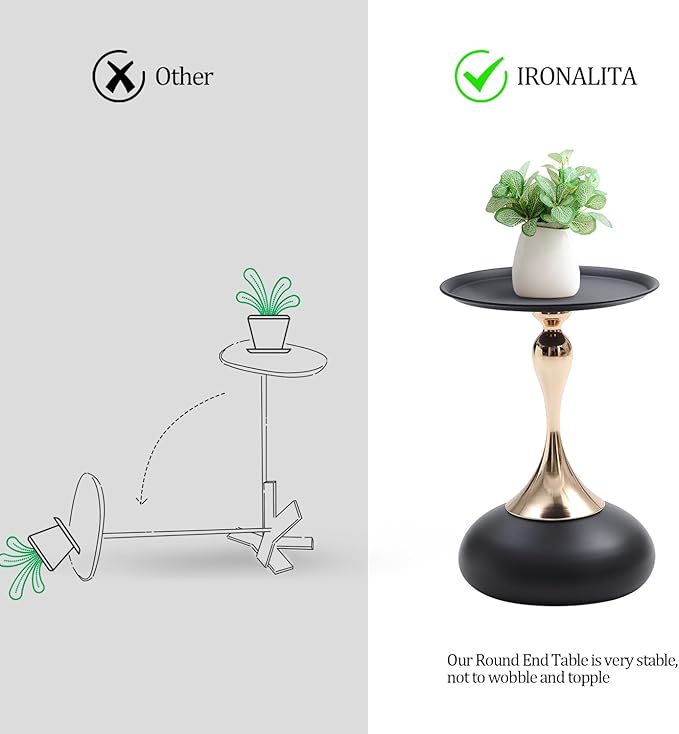 Small Black Round Side Table Pedestal - Image 7