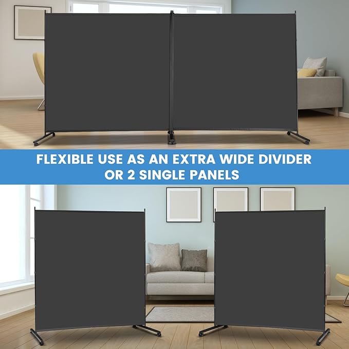 MAYOLIAH Indoor Room Divider 2 Large Panels on Wheels, 142”W x 75”H Rolling - Image 3