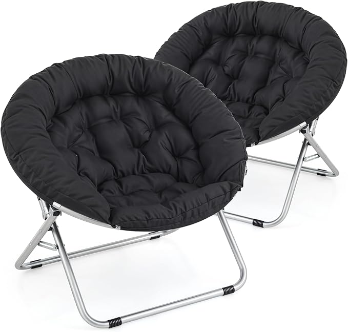 MoNiBloom Round Folding Saucer Chairs Set of 2 by Monibloom