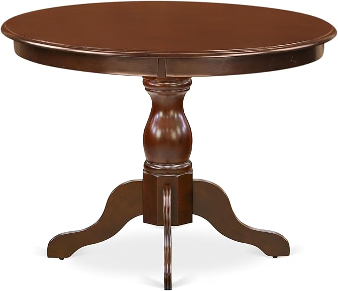 East West Furniture HBDU3-MAH-W 3 Piece Dining Room Table Set Contains a Round - Image 3