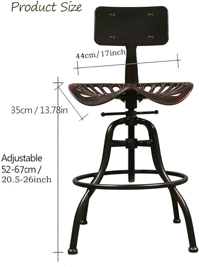 Diwhy Industrial Design Metal Adjustable Height Backrest Chair Vintage Tractor - Image 3