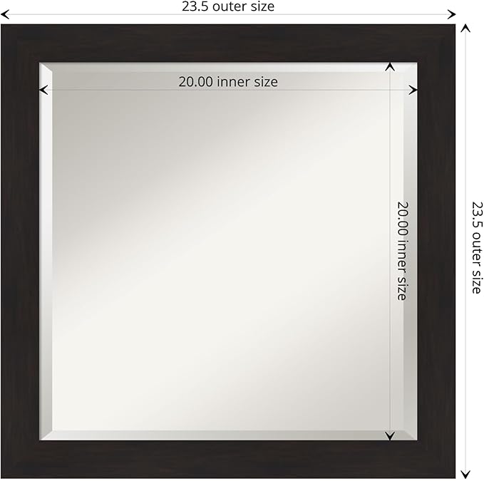Amanti Art Brown Wall Mirror 24x24 Furniture Espresso Narrow Square Bathroom - Image 4