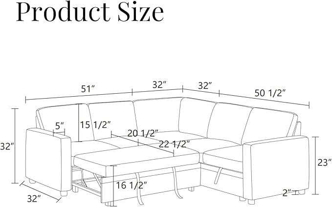 4-Piece L Shaped Sofa Set with Storage Chaise, Convertible Pull Out Couch with - Image 2