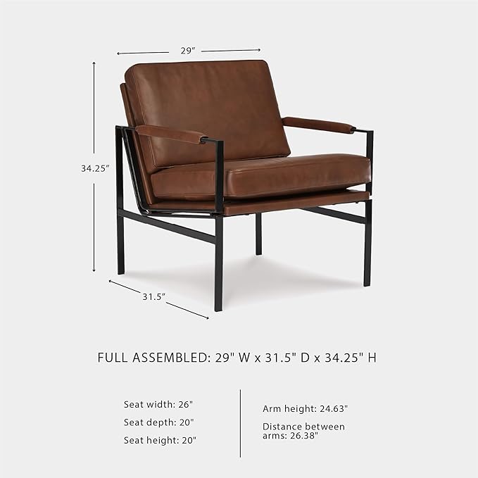 Signature Design by Ashley Puckman Mid-Century Modern Leather Accent Chair - Image 3