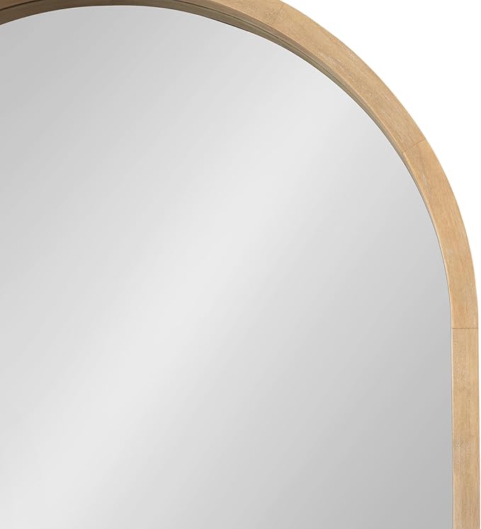 Kate and Laurel Hutton Modern Wood Arched Mirror; 24 x 36; Natural Wood; - Image 8